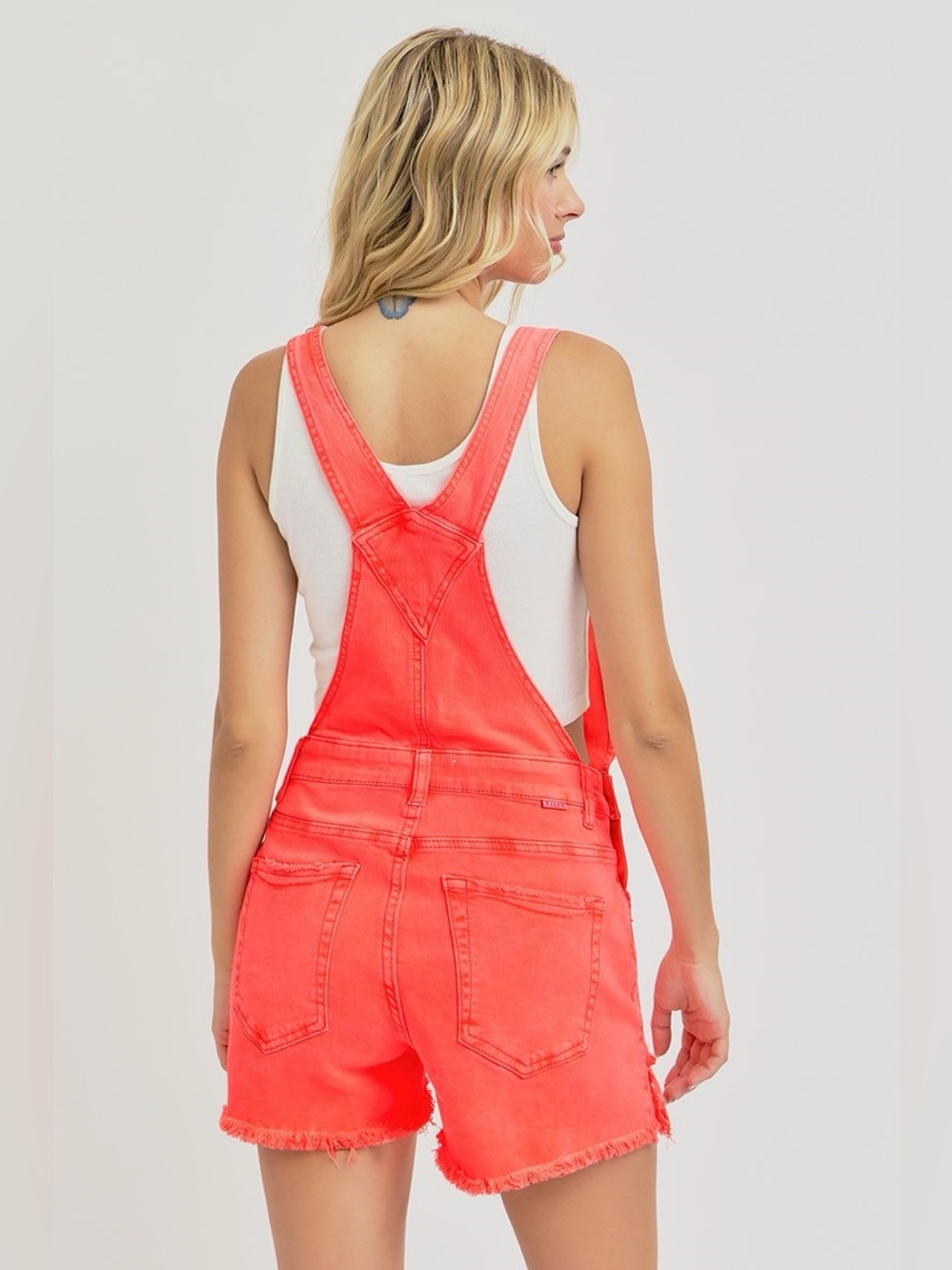 Distressed Denim Shorts Overalls - Risen - Picture 2 of 6